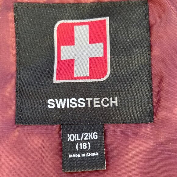 SwissTech Red & Burgundy Hooded Jacket XXL/2XG With Zippered Pockets 78e - Picture 4 of 12
